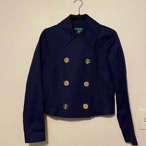 Ralph Lauren navy double-breasted blazer anchor